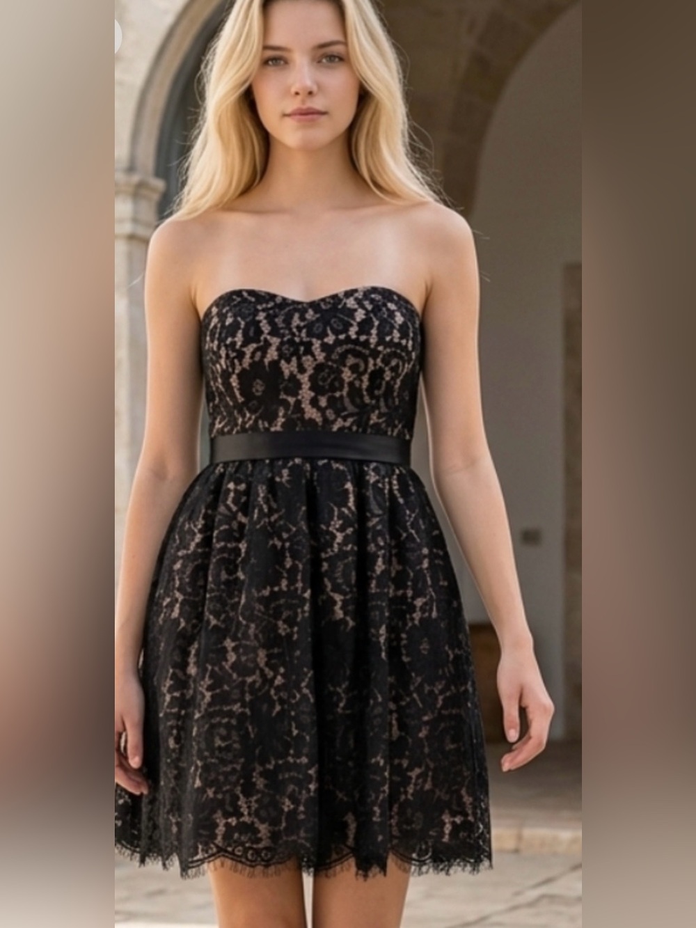 Robert Rodriguez Neiman Marcus x Target Black Lace Strapless Fit Flare Mini 2